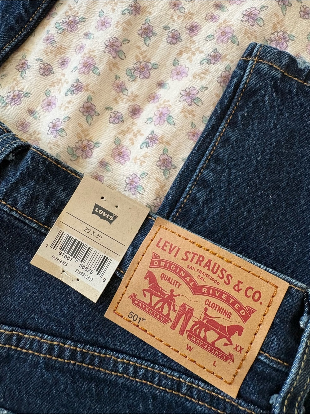 Levi's dark blue high-rise straight jeans - Picture 4 of 5
